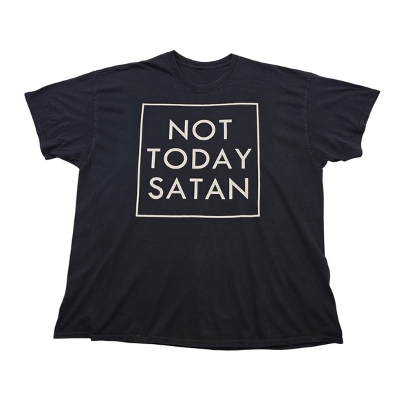 Not Today Satan Graphic Tee Shirt Black Funny Christian Humor XL Retro - Picture 1 of 5